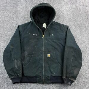 Vintage Carhartt Jacket Mens XL Black Sandstone Quilted Lined Logo J140 BLK